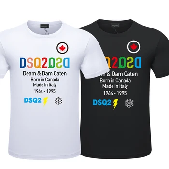 dsq2 εμπορικό DSQ2 επιστολή στυλ για Άνδρες και για Γυναίκες βαμβάκι T-shirt casual O-Λαιμός T-shirt κοντό μανίκι tees T-shirt για τους άνδρες