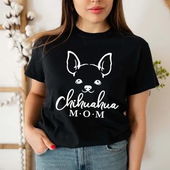 Τσιουάουα Μαμά T Shirts Animal Print Σκυλί Μαμά το Καλοκαίρι Κοντό Μανίκι T Shirt Αστείο Σκύλο Εραστής Graphic Tee Shirt γυναικεία Ρούχα