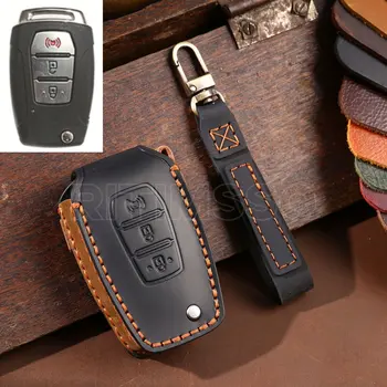 Χειροποίητα Δερμάτινα Έξυπνο Κλειδί του Αυτοκινήτου Κάλυψη Περίπτωσης προστάτη τον Κάτοχο Για το Ssangyong 2015 2016 Tivoli Rexton Korando C 3 Κουμπί Κλειδί FOB