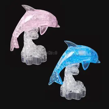 (όχι Χειρωνακτικά & Πλαίσιο)35pcs Ροζ Μπλε Δελφίνια των Ζώων 3d Κρύσταλλο Παζλ Diy, Εκπαιδευτικό Παιχνίδι