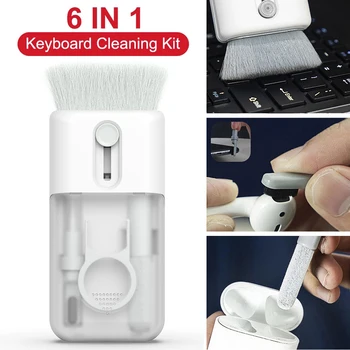 6 σε 1 Υπολογιστή Ακουστικό Σκούπα Βούρτσα για Airpods iMac iPad Keycap Puller Πληκτρολόγιο Κιτ μηχανής Καθαρισμός Εργαλείων με το Κιβώτιο Αποθήκευσης
