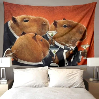 Capybara Club Ζωγραφική Τοίχων Αστείο Ταπετσαρία Τοίχου Χιούμορ Capybara Μεγάλο Μέγεθος Ταπετσαρία Ταπετσαρίες για το Καθιστικό Σπίτι Διακόσμηση Υπνοδωμάτιο