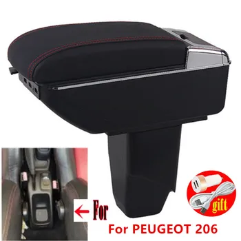 Για PEUGEOT 206 Υποβραχιόνιο κουτί Για PEUGEOT 206 κέντρο Αποθήκευσης κουτί Αυτοκινήτων Υποβραχιόνιο κουτί Εσωτερικά Μέρη εξαρτημάτων με το φως των ΟΔΗΓΉΣΕΩΝ USB