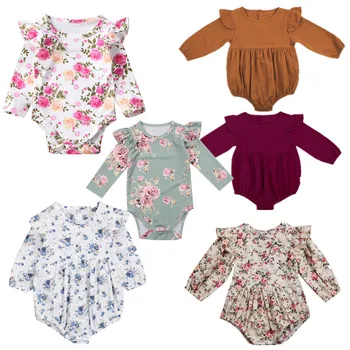 Citgeett Άνοιξη Μωρό Ρούχα Νεογέννητο Μωρό Μικρών Παιδιών Κοριτσιών Floral Μακρύ Μανίκι Βολάν Romper Jumpsuit Ρούχα Sunsuit Ρούχα