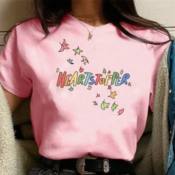 Heartstopper T Shirt Γυναικών Kawaii ο Νικ και ο Τσάρλι Ρομαντισμό Ουράνιο τόξο Κινουμένων σχεδίων Γραφικά γράμματα τ Yaoi Graphic Tees για άνδρες και για Γυναίκες T-πουκάμισο Γυναικείο