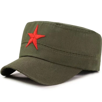 Κλασικό Άνδρες Στρατιωτικά Καπέλα με το Κόκκινο Αστέρι για άνδρες και για Γυναίκες Στρατό Επίπεδο Κάλυψης καπέλων του Μπέιζμπολ Καπέλο Αλιείας Κορυφώθηκε Κγπ Μόδας Στρατιώτη Καπέλο
