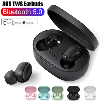 Νέα A6S TWS Fone Ασύρματη Κάσκα Bluetooth ακουστικό Bluetooth 5.0 Στερεοφωνικός Θόρυβος που Ακυρώνει την Αθλητική Κάσκα Earbuds Bluetooth