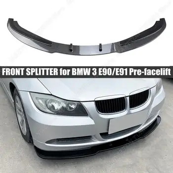 3pcs γυαλιστερό Μαύρο Μάξτον Στυλ Splitter Μπροστά Προφυλακτήρα Lip Ρύθμιση για τη BMW 3 Σειρές E90/E91 Προ-Facelift LCI 2004-2008 Body kit