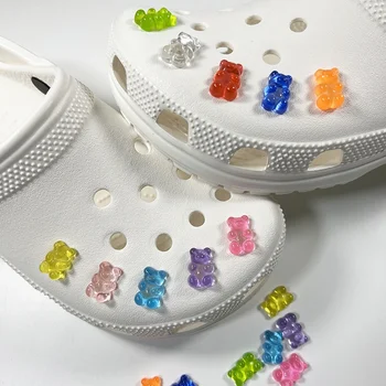 10Pcs 12 χρώματα DIY Jelly Αρκούδες Σχεδιαστής Croc jibbits Παπούτσι Γοητεία Σύνολο Διακοσμήσεις Γυναίκες παντόφλες σανδάλια Αξεσουάρ για τα δώρα Παιδιών