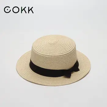 COKK Καλοκαίρι Καπέλο Αχύρου Γυναικών Καπέλο Ήλιων Γυναικείων Παραλία Ταξιδιού Ευρύ Χείλος Γυναικείων Καπέλων Sunhat CasuaL Ταξίδια Gorros