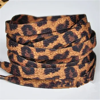 Υψηλής Ποιότητας Νεότερο Κλασικό Leopard Μοτίβο Κορδόνια Παπουτσιών High-top Καμβά Πάνινα παπούτσια Επίπεδη Λευκό Κορδόνια Χορδές