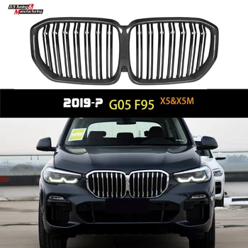 Πραγματική Ίνα Άνθρακα Μπροστινό Προφυλακτήρα, Μάσκα Για τη BMW X5 X5M G05 F95 2019-; Εξαρτήματα αυτοκινήτων ABS Ενιαία Διπλή Γραμμή Αγωνιστικά Γκριλ