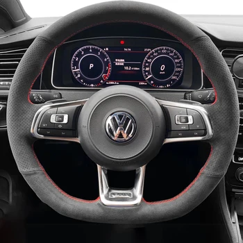 DIY χειροποίητες δερμάτινες τιμονιών Αυτοκινήτων Κάλυψη Για το Volkswagen VW Golf 7 GTI Golf R MK7 το Πόλο της VW Scirocco GTI 2015 2016