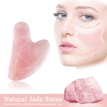 Φυσικό Jade Gua Sha Ξύστρα Πίνακας Μασάζ, Αυξήθηκε Χαλαζία, Νεφρίτη Guasha Πέτρα Για Το Πρόσωπο, Το Λαιμό Και Το Δέρμα Που Ανυψώνει Remover Ρυτίδων Προσοχής Ομορφιάς