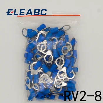 RV2-8 Μπλε Δαχτυλίδι με μόνωση τερματικό Καλώδιο Συνδετήρων Καλωδίων 100PCS/Πακέτο κοστούμι 1.5-2.5 mm καλώδιο Ηλεκτρικής Crimp το Τερματικό RV2.5-8 RV