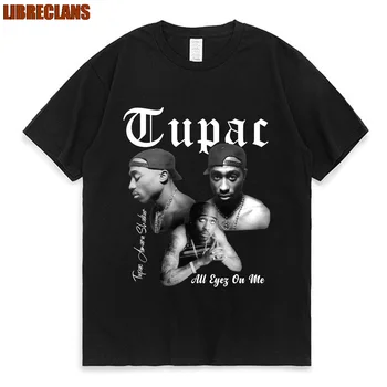LIBRECLANS Ράπερ Tupac Κορυφές Hip Hop Streetwear Μεγάλου μεγέθους Σύντομο Μανίκια Tee 2023 Καλοκαίρι Μόδα T-shirt Άνδρες Γυναίκες Βαμβάκι T Shirt