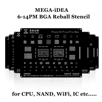 Mega ιδέα Μαύρο Χάλυβα BGA Reballing Stencil CPU NAND Τρύπα Επένδυση Κασσίτερου Πρότυπο για το iPhone 14 13 12 11 X 8 7 6