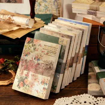 100pcs Vintage Μαγεία Σημειώσεις Διακοσμητικό Υλικό Χαρτί Λουλούδι Επιστολή Ρετρό Λογοτεχνικό Diy Εγχειρίδιο Βάση Κολάζ Χαρτί για το Σχεδιασμό