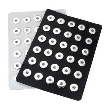 Νέο Αιφνιδιαστικό Κουμπί Πίνακας Επίδειξης Ταιριάζει 30pcs & 24PCS & 60pcs 18mm Snap Κουμπιά Κόσμημα Μαύρο PU Κάτοχος Επίδειξης