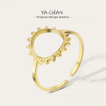 YACHAN από Ανοξείδωτο Χάλυβα επίχρυσο Δαχτυλίδι για τις Γυναίκες Λουλούδια, Απλό Ρυθμιζόμενο Άνοιγμα Μοντέρνα Δαχτυλίδια Νερού Απόδειξη για το Κόσμημα
