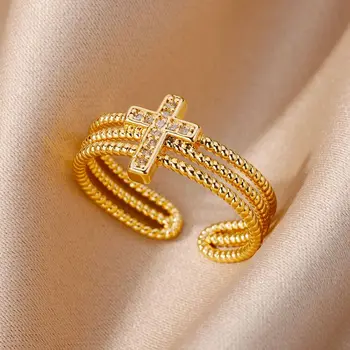 Νέα σε Διαμάντι Σταυρό Δαχτυλίδια Για τις Γυναίκες Ρυθμιζόμενο Διαγώνιο Δαχτυλίδι Ανοξείδωτου Femme Σχεδιασμό Πολυτέλεια του Γάμου Jewerly Δώρο 2023 anillos