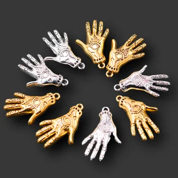 10pcs Μόδας Palm Μετάλλων Κρεμαστών κοσμημάτων, Τατουάζ Χέρι Γοητεύει, Διάβολος Χέρι Γοητεύει, Elven Χέρι Γοητείες DIY Κοσμήματα Χειροτεχνίας 31*19mm A2185