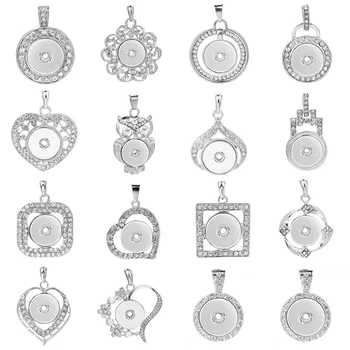 Για άνδρες και για γυναίκες Snap Περιδέραιο Rhinestone Snap Κρεμαστό κόσμημα για 18MM 20MM Snap Κοσμήματα Κολιέ Ασημένιο Χρώμα Snap Κουμπί Κρεμαστά κοσμήματα Για τις Γυναίκες