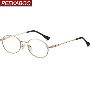 Peekaboo χρυσό πλαίσιο μετάλλων οβάλ γυαλιά γυναικεία ρετρό σαφή φακό άνδρες στρογγυλά γυαλιά πλαισίων διακοσμήσεων γυναικών αρσενικό δώρα ασήμι