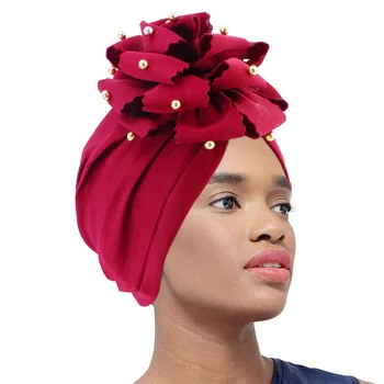 Οι γυναίκες Μουσουλμανική Μαντίλα Καπέλο διακοσμημένο με Χάντρες 3D Λουλούδια τουρμπάνι Καπό Ισλαμικό Τυλίξτε το Κεφάλι Κόμματος Headwear Κυρία Αξεσουάρ για τα Μαλλιά Μουσουλμανική Κασκόλ Cap