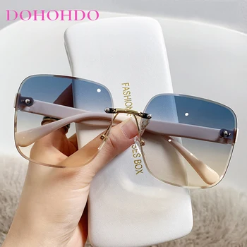 DOHOHDO 2023 χωρίς σκελετό Ρετρό γυαλιά Ηλίου των Γυναικών Μεγάλου μεγέθους Πολυτελή Eyewear Γυναίκες Άνδρες Τετραγωνικά Γυαλιά Γυναίκες Gafas De Sol Mujer UV400