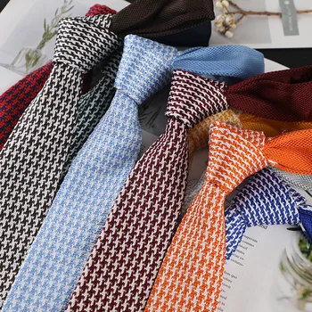 Το 2023 Νέα κορέας Καρό Πλεκτό Γραβάτα Για τους Άνδρες 6cm Πολύχρωμο Μαλλί Πλεξίματος Δεσμών Λαιμών Μόδας Περιστασιακά Στενή Γραβάτα Vintage Δεμένη Γραβάτα
