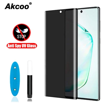 Akcoo Anti Spy Οθόνης Προστάτης για το Samsung Note 10 Plus UV Πλήρης Κόλλα Μετριασμένο Γυαλί για το γαλαξία της samsung S8 S9 Σημείωση 8 9 S10 Συν ταινία