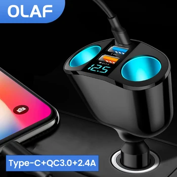 Η OLAF 66W USB Type C Φορτιστής Αυτοκινήτων QC3.0 Γρήγορη Φόρτιση για iPhone Διπλή Ελαφρύτερη Υποδοχή Πούρων Αυτοκινήτων Ψηφιακή Επίδειξη των ΟΔΗΓΉΣΕΩΝ USB C Φορτιστές