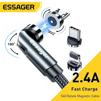 Essager Magnetic Charger Type-C Καλώδιο Για το iPhone 13 12 11 Pro Max 3M Γρήγορη Φόρτιση Περιστροφή 540 Καλώδιο Μικροϋπολογιστών USB Για το Huawei Σκοινί