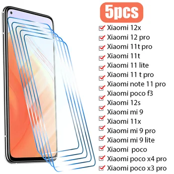 5PCS μετριασμένο γυαλί για το POCO X4 Pro 5G M4 M3 F4 F3 F2 X3 GT NFC C40 προστάτης Οθόνης για το Xiaomi Mi 11T 12T Pro lite γυαλί