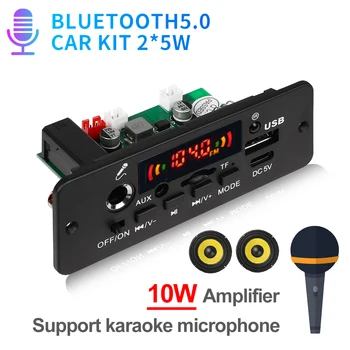 Ασύρματο Bluetooth MP3 Αποκωδικοποιητή Πίνακας 10W Ενισχυτής Αυτοκινήτων DIY MP3 Player Ήχου Ραδιόφωνο FM με ελεύθερα χέρια Κλήση Καταγραφή Υποστήριξης Μικρόφωνο