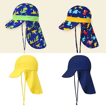Τα παιδιά Υπαίθρια Παραλία Seaside Κινούμενων σχεδίων Καπέλων Ήλιων-απόδειξη Μανδύα Αυτί Λαιμό αντηλιακής Προστασίας Καλύμματα με τον Αέρα Σχοινί Αξεσουάρ Παραλίας