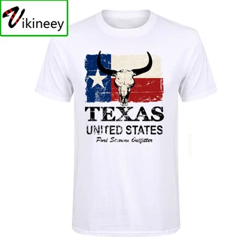Φτηνές ζεστό πώληση Χονδρικής Βασικές Ρετρό Κοντό Μανίκι βαμβάκι ΗΠΑ Αμερική Σημαία του Τέξας Άνδρες t shirt Vintage O-λαιμός t-shirts