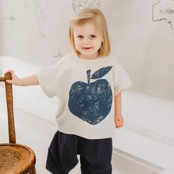 Φρούτα Εκτύπωσης Μωρό Κορίτσι του T-shirt Ρούχα το Καλοκαίρι 2023 Νέο Στυλ Μόδας Παιδιά με Κοντό Μανίκι Tees Κορυφή Παιδί Κοστούμι Παιδιά Tshirt