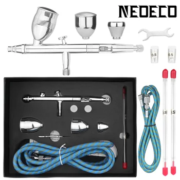 NEOECO NCT-183K Airbrush 2cc/5cc/13cc Αποσπάσιμο Υγρό Κύπελλα με τη Μάνικα, 0.3, 0.5, 0.8 mm Συμπίεσης Κατάλληλο Ακροφύσιο Neelde εξάρτηση