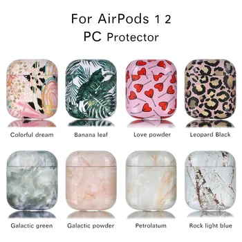Τροπικά Φύλλα Μάρμαρο Υφή Ασύρματο Ακουστικό Bluetooth Αξεσουάρ Σκληρή Περίπτωση για τη Apple Airpods 2 1 Προστατευτική Τσάντα Χρέωσης