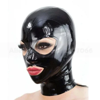 Σέξι Μαύρο Καουτσούκ Γυναίκες Άνδρες Headpiece Μάσκα Συν Μέγεθος επί Παραγγελία Χειροποίητα Κοστούμια RLM235