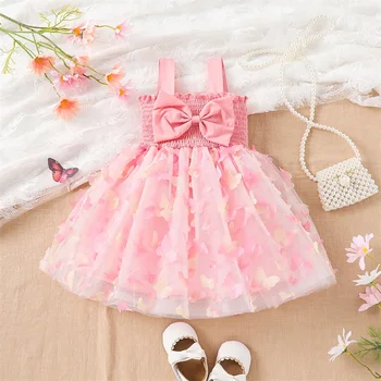 Citgeett Καλοκαίρι Βρέφος Μωρό Κορίτσια Φόρεμα Casual Πλέγμα Τούλι Πριγκίπισσα Μια γραμμή Φόρεμα Φορούν Ρούχα