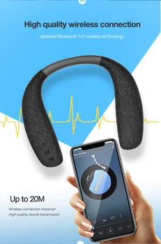 Bluetooth λαιμών πουκάμισου Ομιλητές 12H Μουσική Ασύρματα Wearable Ομιλητής Πραγματική 3D Στερεοφωνικό Ήχο Φορητό Προσωπικός με το Μικρόφωνο Δημιουργική