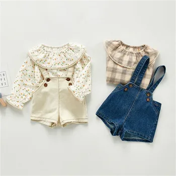 Κορίτσια Ρούχα Σετ Μωρό Κορίτσι Ruffle Εκτύπωσης Μακρύ Μανίκι T-Shirt + Τζιν παντελόνι Λαστέξ 2PCS Ρούχα παιδικά Ρούχα, Σετ