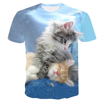 Κορίτσια γάτα T Shirt Ρούχα Αγόρια Κορίτσια Ζώο Παιδιά 3D T-Shirt Παιδιά το Καλοκαίρι Γάτα Ζωντανή Χαριτωμένο Αστείο Μωρό T Shirts Tops 2023 3-14Y