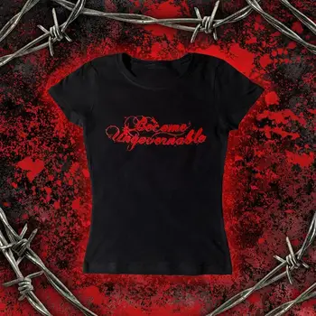 Gothic Επιστολή Εκτύπωσης Χαριτωμένο Μαύρο Μωρό Τεε Punk Streetwear Vintage Grunge T-Shirt Y2k Ρούχα το Καλοκαίρι, για Γυναίκες Λεπτή Περικοπή Top Emo Κορίτσι