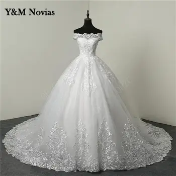 Πραγματικό Vedio Πολυτελή Απλικέ Δαντέλα Συν Μέγεθος Γαμήλιο Φόρεμα, Κεντητική 2023 Νέο Μεγάλο Τρένο Γλυκιά Νύφη Φόρεμα Vestidos De Noiva