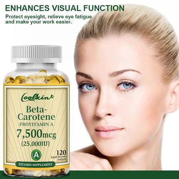 Καροτίνη 7500 Mcg - Υποστηρίζει Το Δέρμα & Την Υγεία Των Ματιών, Το Ανοσοποιητικό Σύστημα, Αντιοξειδωτική Υποστήριξη, 120 Softgels