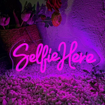 Selfie Εδώ Σημάδι Νέου Studio κόμμα Διάταξη Φως των ΟΔΗΓΉΣΕΩΝ Αισθητική Bedroom Home Game Room Τέχνης Προσωπικότητα ροζ Ντεκόρ Τοίχων Λαμπτήρας Δώρο